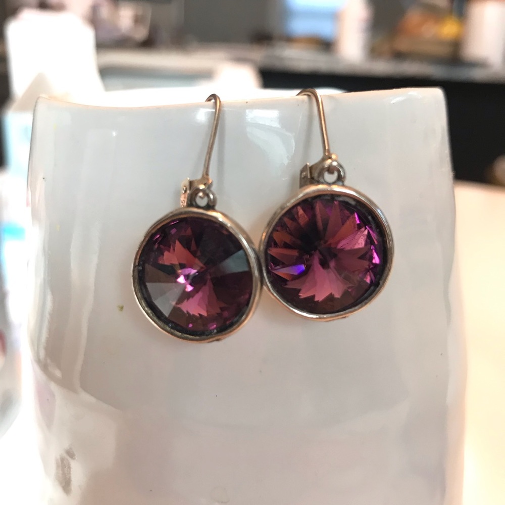 Purple Swarovski Crystal Earrings